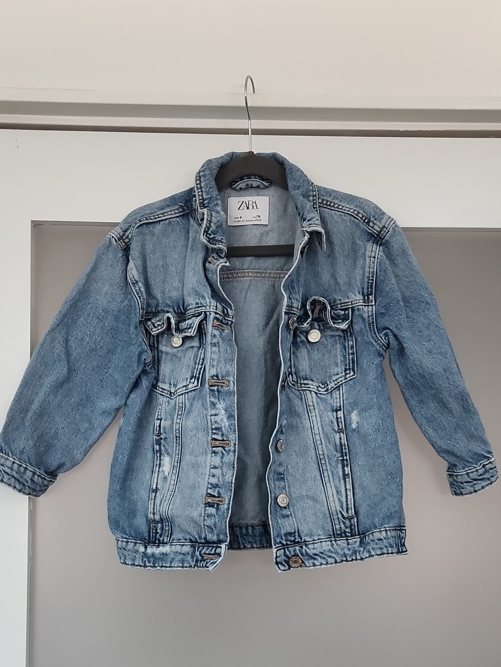 Zara Kids Washed Blue Denim Jacket - Casual Jean Coat